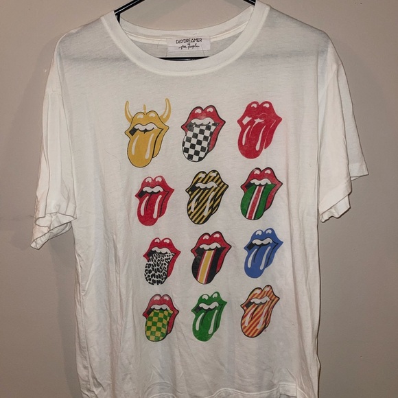 Free People Daydreamer Rolling Stones 12 Tongues Graphic Tee White S - Picture 3 of 6